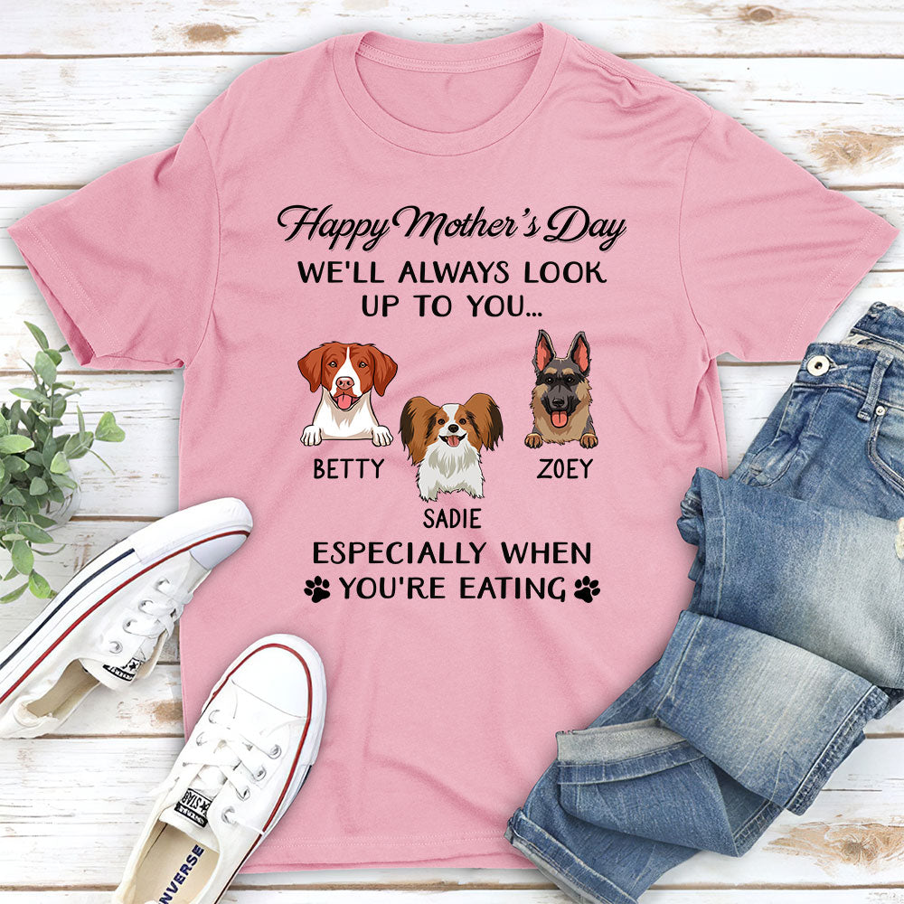 Dog Look Up To You 2 - Personalized Custom Unisex 5.3 oz Heavy Cotton T-shirt for Pet Lovers