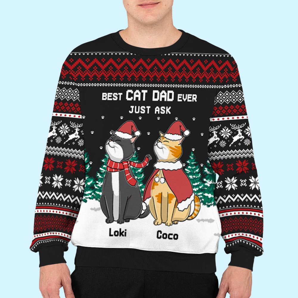 Best Cat Mom/Dad - Personalized Custom All-Over-Print Unisex 8.8 oz Polyester Blend Sweatshirt