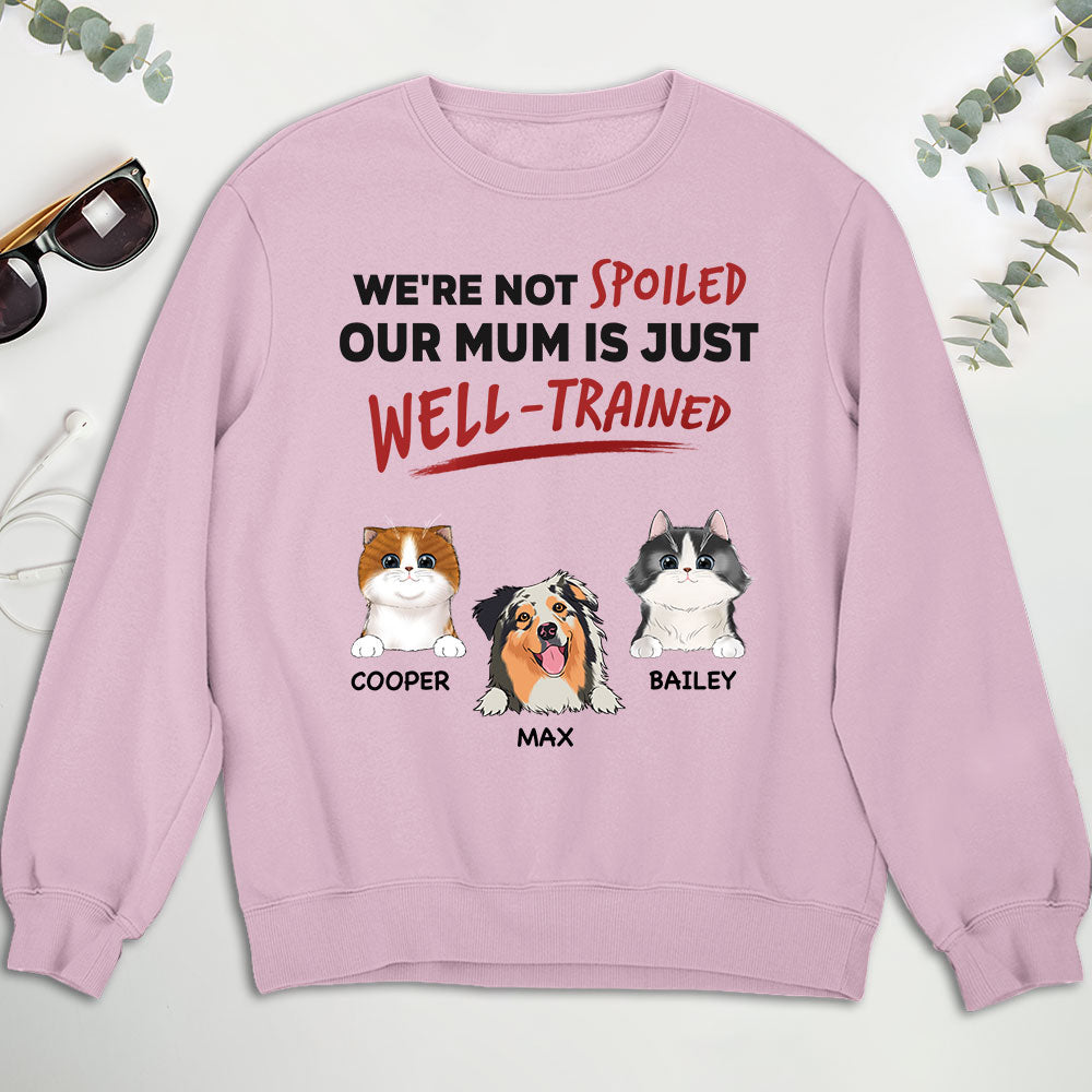 Our Dad Is Just Well Trained - Customizable Personalized Unisex 8.0 oz Sweatshirt for Pet Lovers