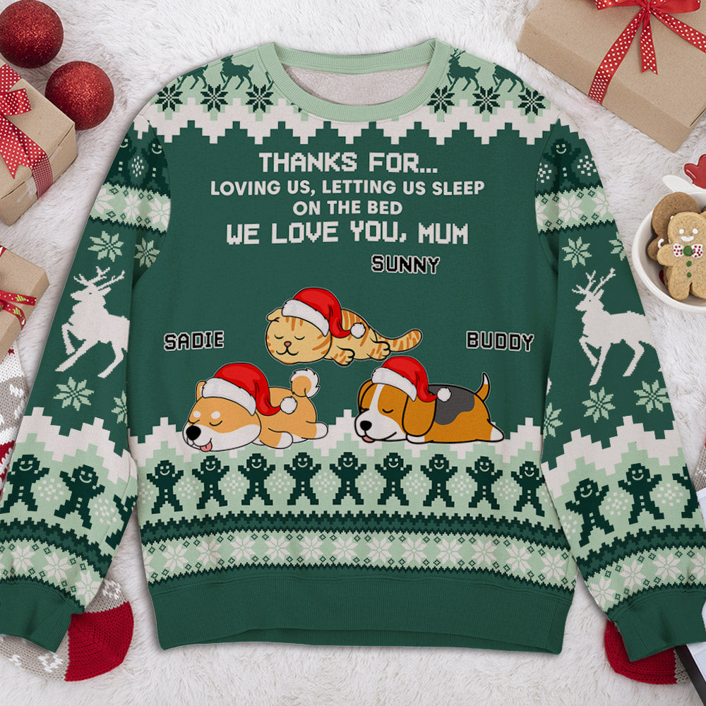 Snowy Fur Mom - Exclusive Personalized All-Over-Print Unisex 8.8 oz Polyester Blend Sweatshirt