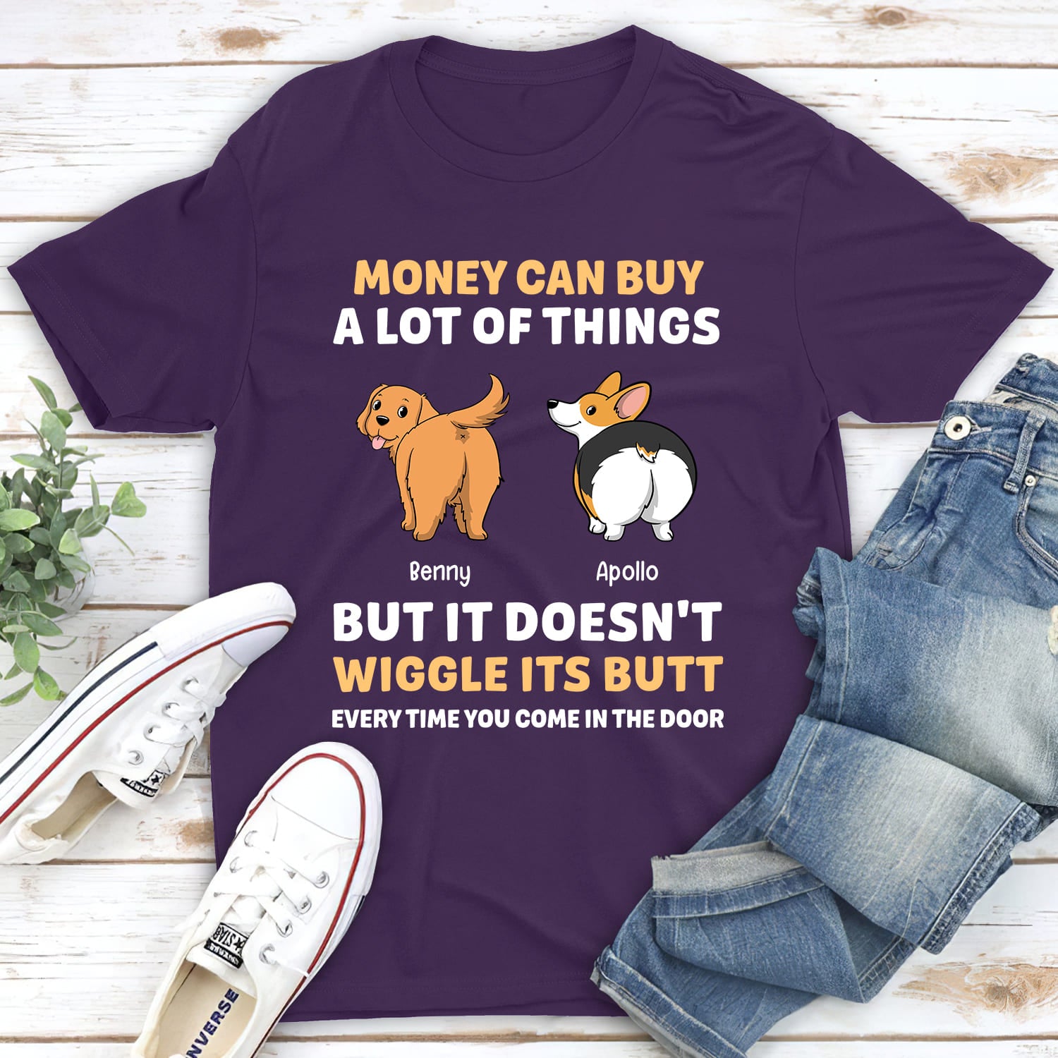 Wiggle Butt - Personalized Custom Unisex 5.3 oz T-shirt for Pet Lovers