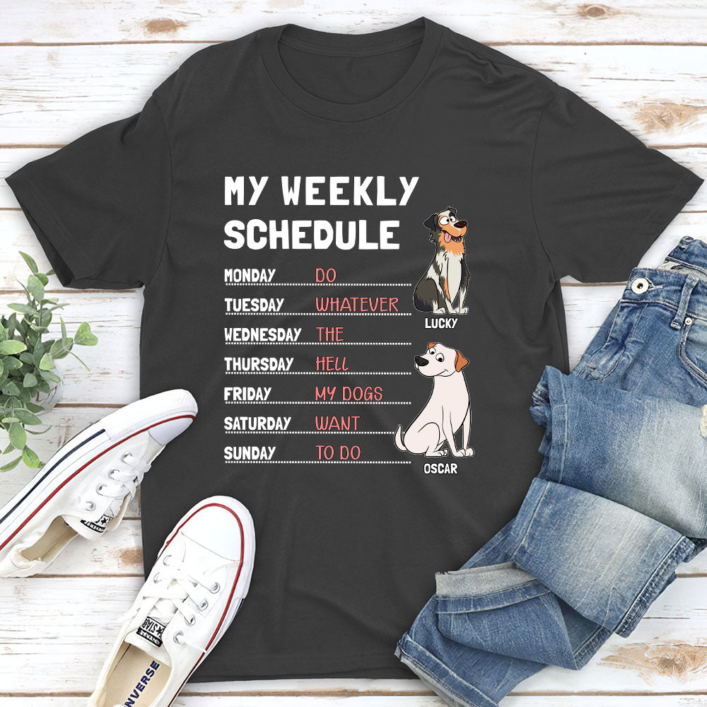 Personalized Custom Unisex Weekly Schedule T-shirt - Ideal Gift for Pet Lovers