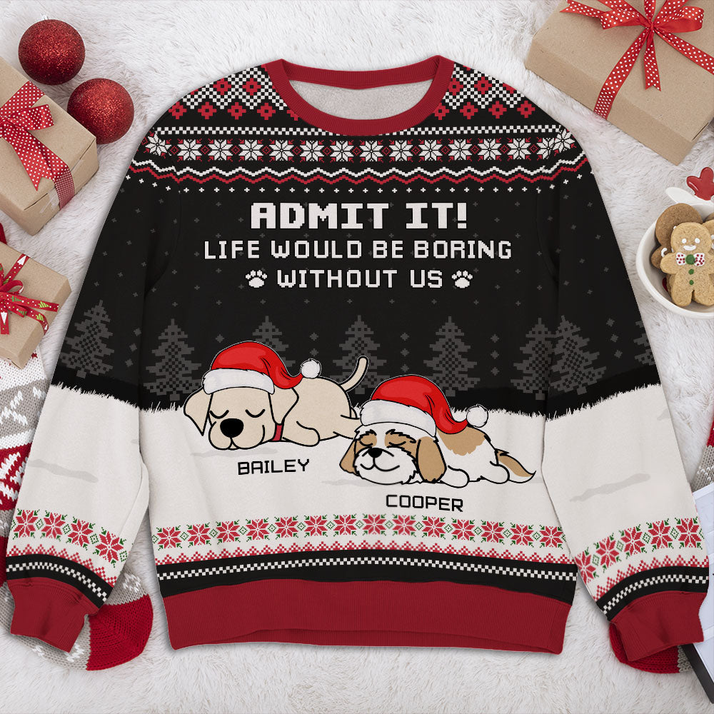 Can't Be Boring With Dog - Exclusive Personalized Custom All-Over-Print Unisex 8.8 oz Sweatshirt