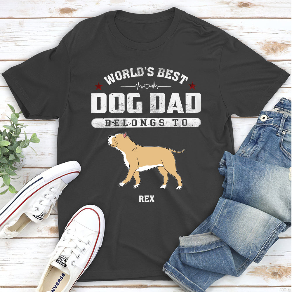 Dad Belongs To - Personalized Custom Unisex 5.3 oz T-shirt for Pet Lovers