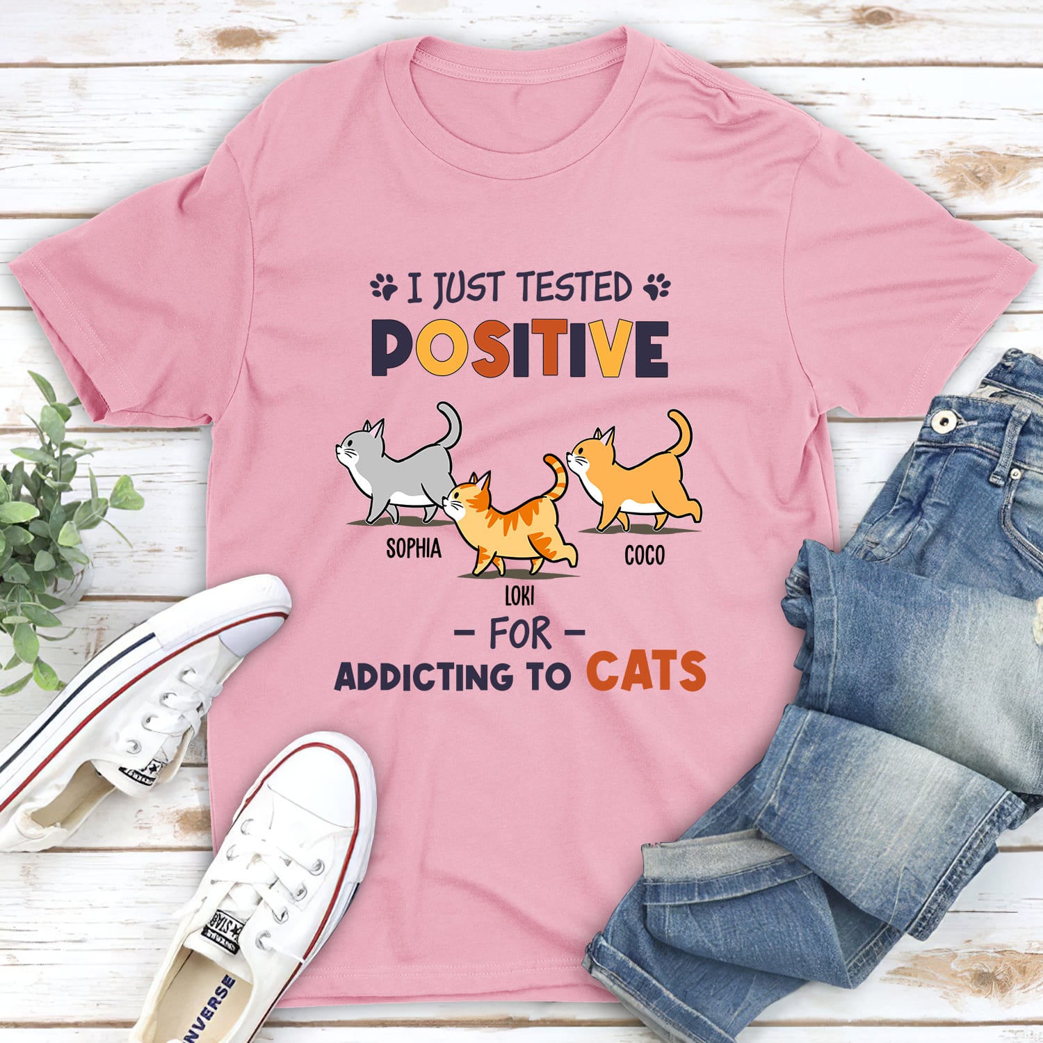 Customizable Positive Unisex T-shirt for Cat Lovers