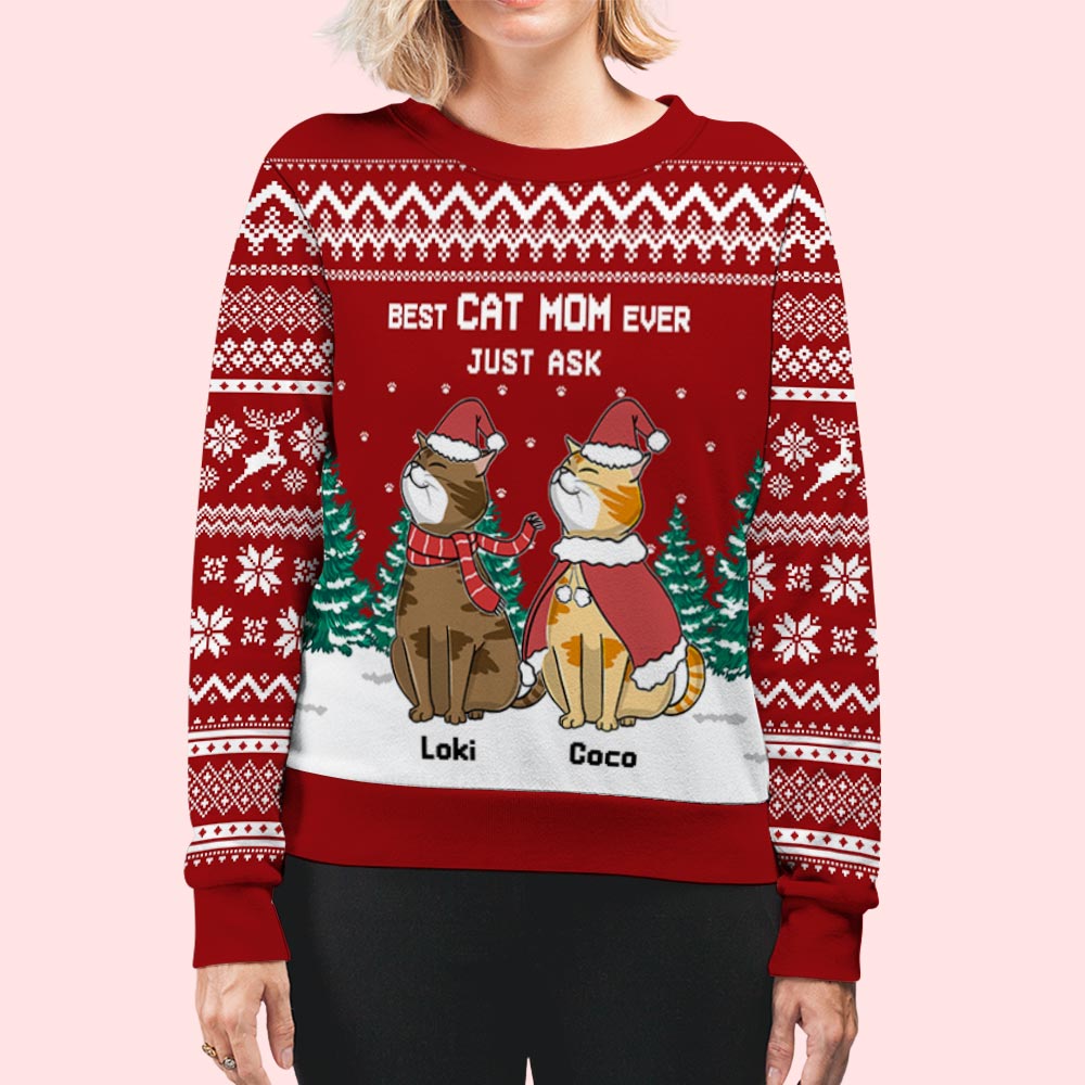 Best Cat Mom/Dad - Personalized Custom All-Over-Print Unisex 8.8 oz Polyester Blend Sweatshirt
