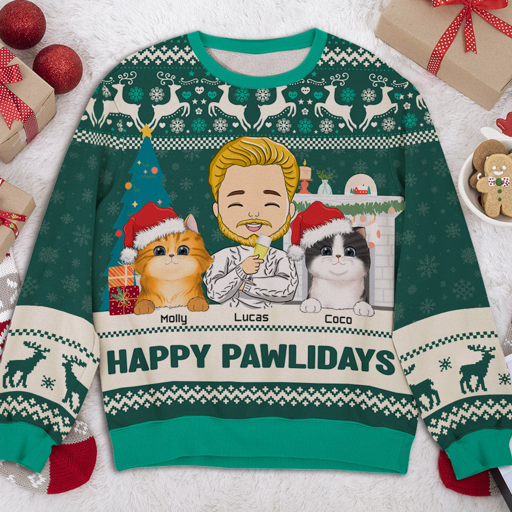 Pawlidays With Pets 2 - Exclusive Personalized Custom All-Over-Print Unisex 8.8 oz Sweatshirt for Pet Lovers