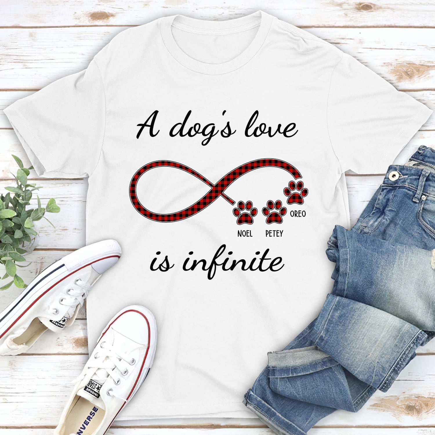 Infinite Love Pattern - Personalized Custom Unisex 5.3 oz T-shirt for Pet Lovers