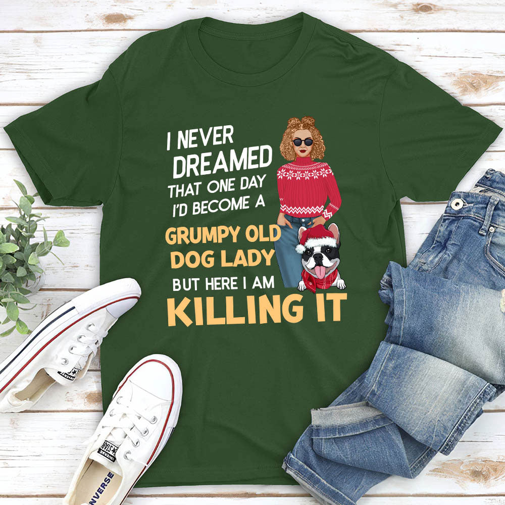 Unique Christmas Dog Lady - Personalized Custom Unisex 5.3 oz T-shirt