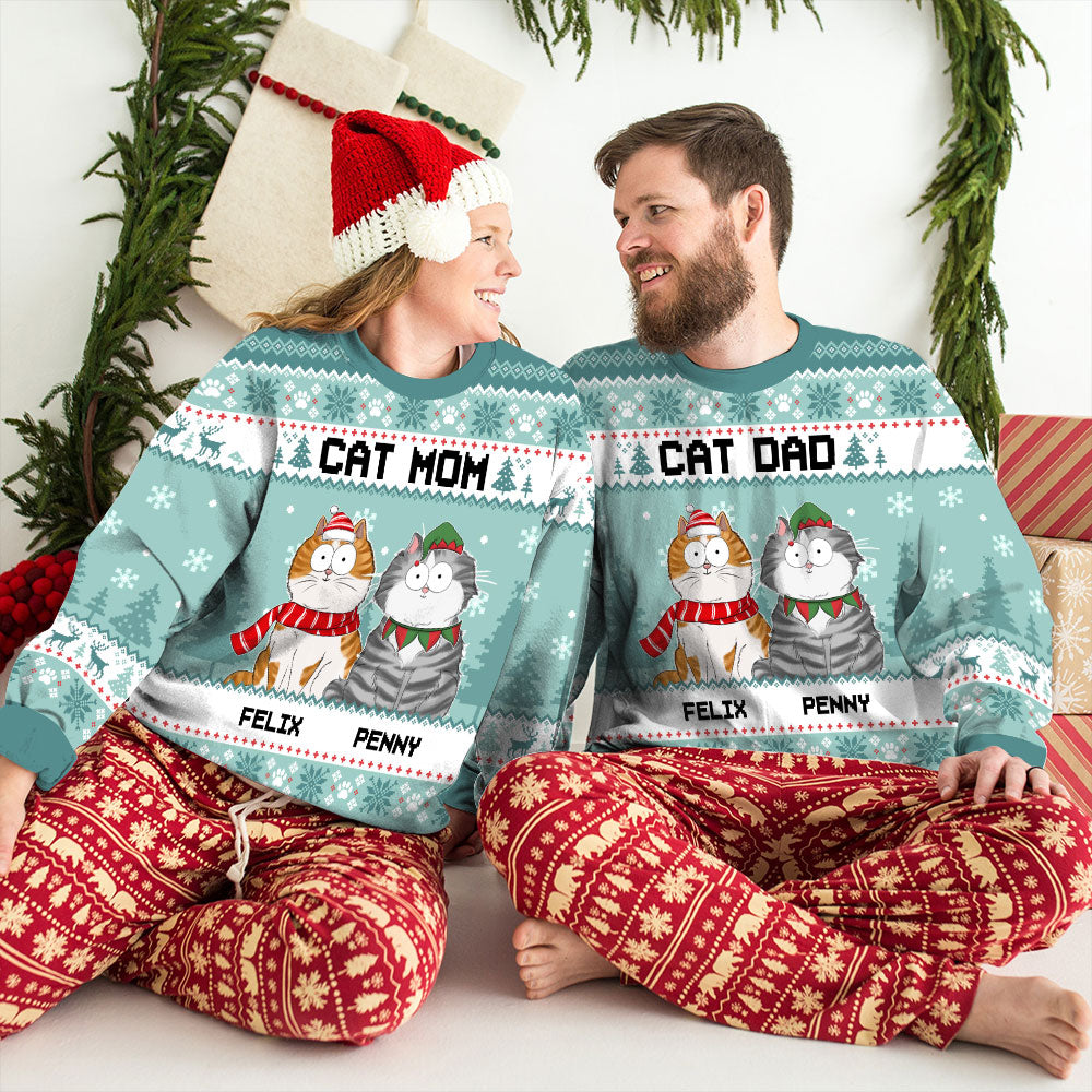 Funny Cat Mum - Personalized Custom All-Over-Print Unisex 8.8 oz Polyester Blend Sweatshirt for Pet Lovers