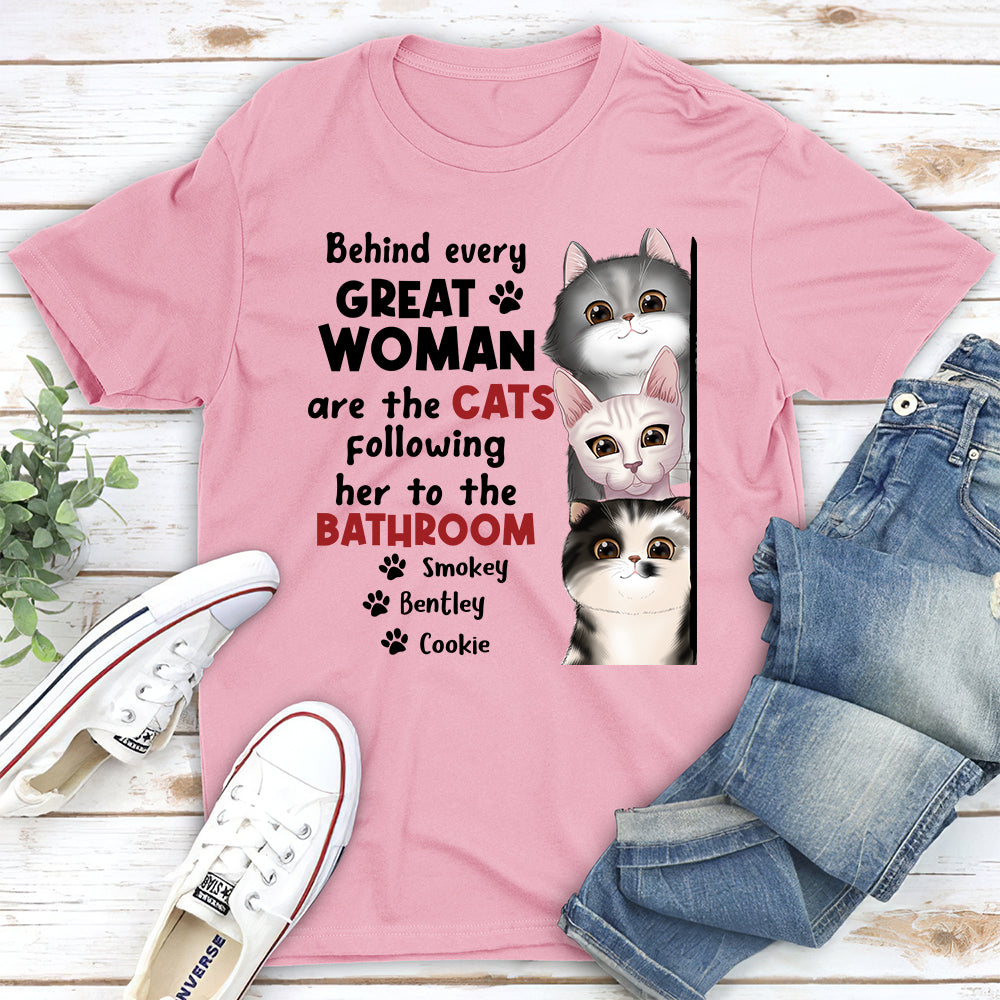 Behind Great Woman - Personalized Custom Unisex 5.3 oz T-shirt for Pet Lovers