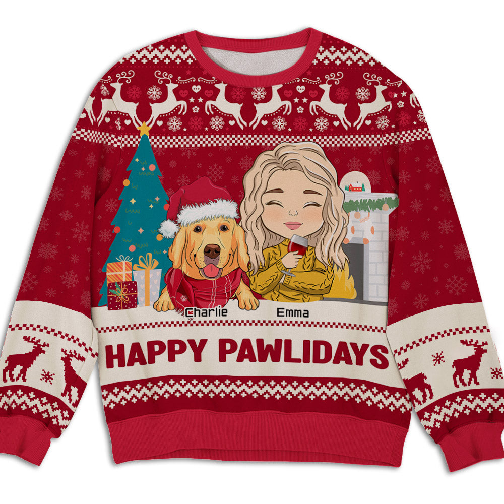 Pawlidays With Pets 2 - Exclusive Personalized Custom All-Over-Print Unisex 8.8 oz Sweatshirt for Pet Lovers