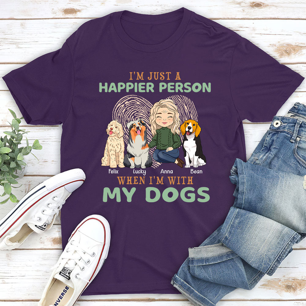 Happier Person - Personalized Custom Unisex Cotton Blend T-shirt for Pet Lovers