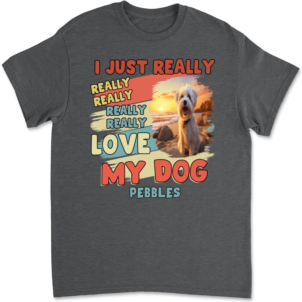 I Just Really Love My Dogs Personalized Custom Unisex 5.3 oz T-Shirt - Perfect Gift for Pet Lovers