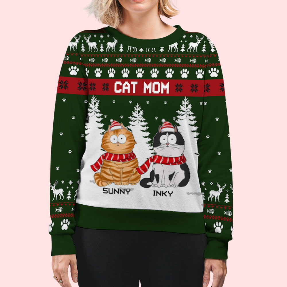 Snowy Paw - Personalized Custom All-Over-Print Unisex 8.8 oz Polyester Blend Sweatshirt for Pet Lovers