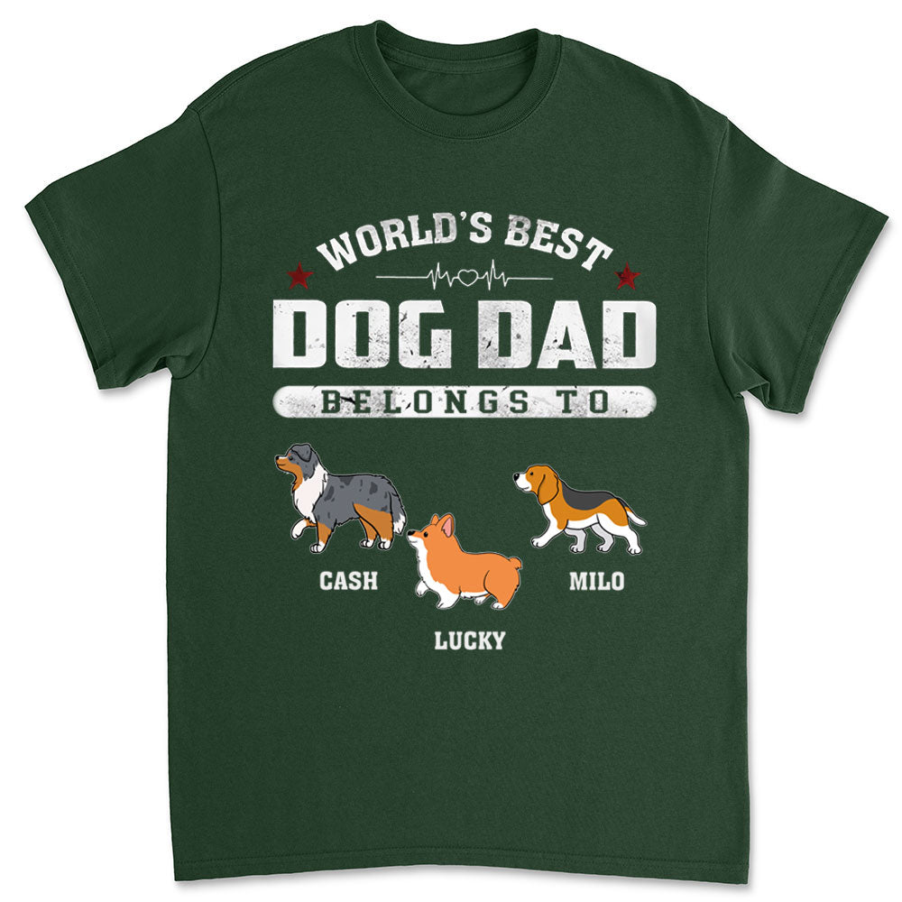 Dad Belongs To - Personalized Custom Unisex 5.3 oz T-shirt for Pet Lovers