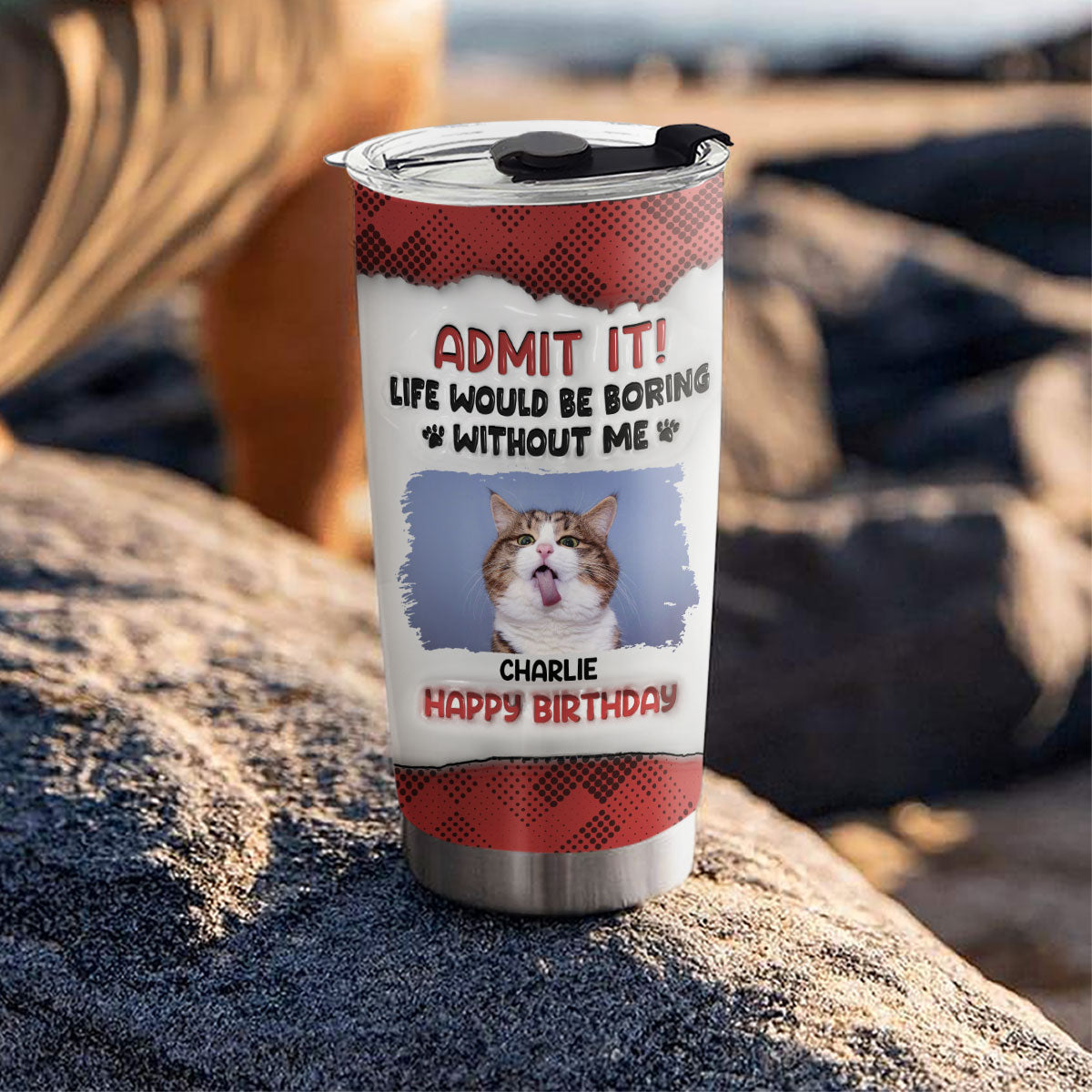Boring Life Version Cats - Personalized Custom 3D Inflated Effect 20oz Stainless Steel Tumbler with Thousands of Cool Designs
