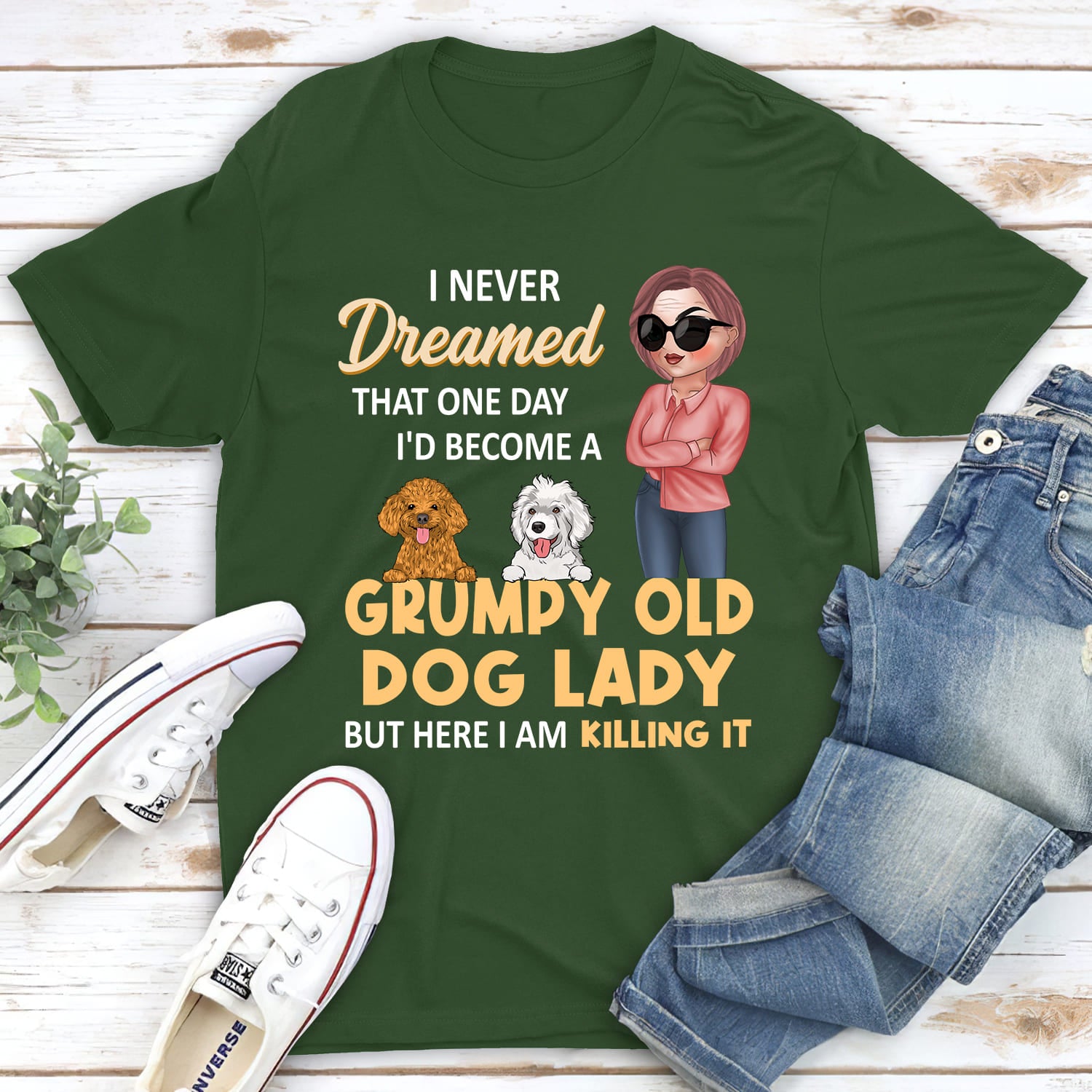 A Grumpy Dog Lady - Customizable Personalized Unisex 5.3 oz T-shirt for Pet Lovers