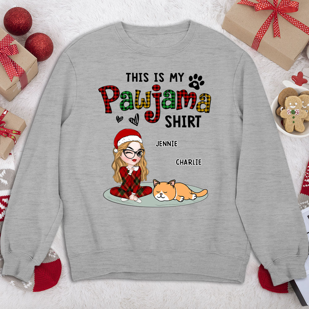 Pawjama Shirt Ver Cat - Customizable Personalized Unisex Sweatshirt for Pet Lovers
