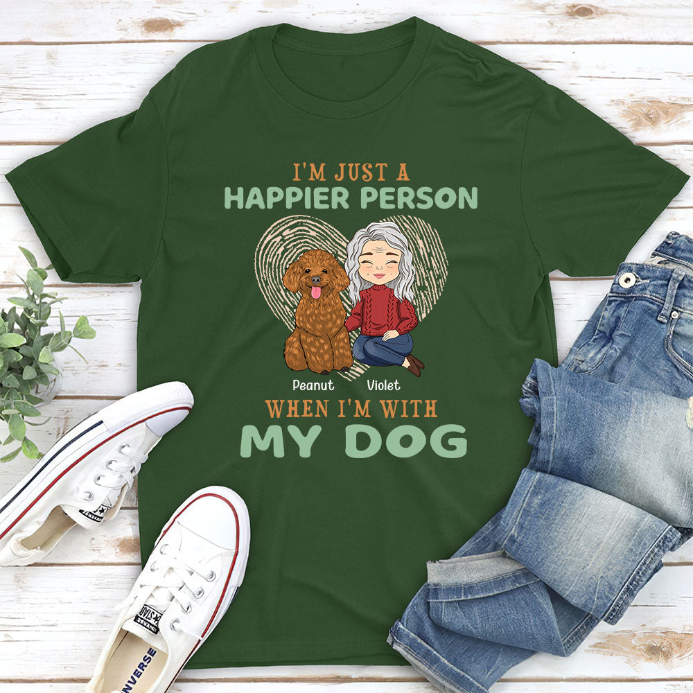 Happier Person - Personalized Custom Unisex Cotton Blend T-shirt for Pet Lovers