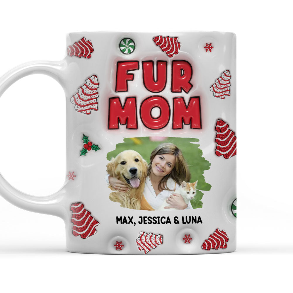 Personalized Custom 3D Inflated Effect Fur Mom Tree Cake Photo Mug - 11oz & 15oz