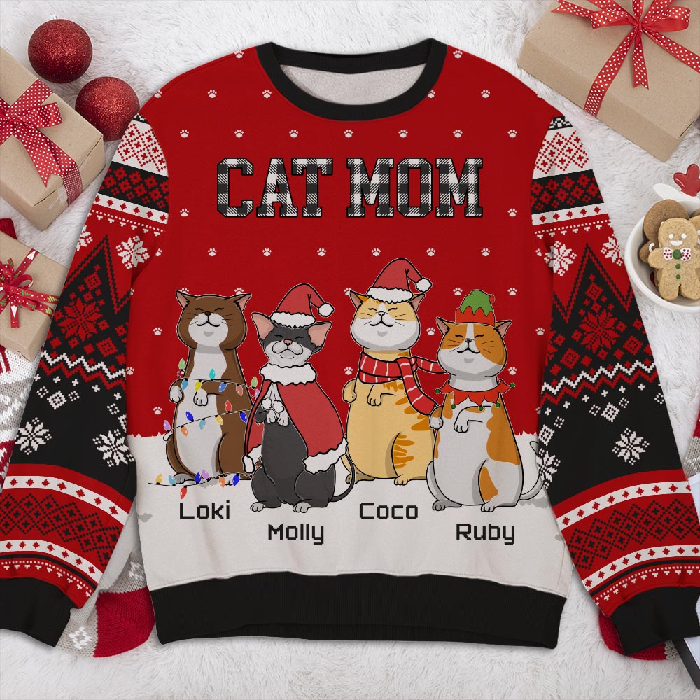 Unique Cat Chilling Pattern - Personalized Custom All-Over-Print Unisex 8.8 oz Sweatshirt for Pet Lovers