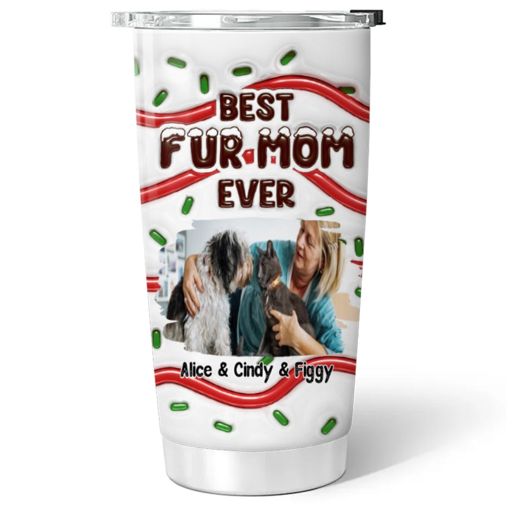 Top-Rated Personalized Custom 3D Inflated Effect Tumbler with Best Fur Mom Cake Photo