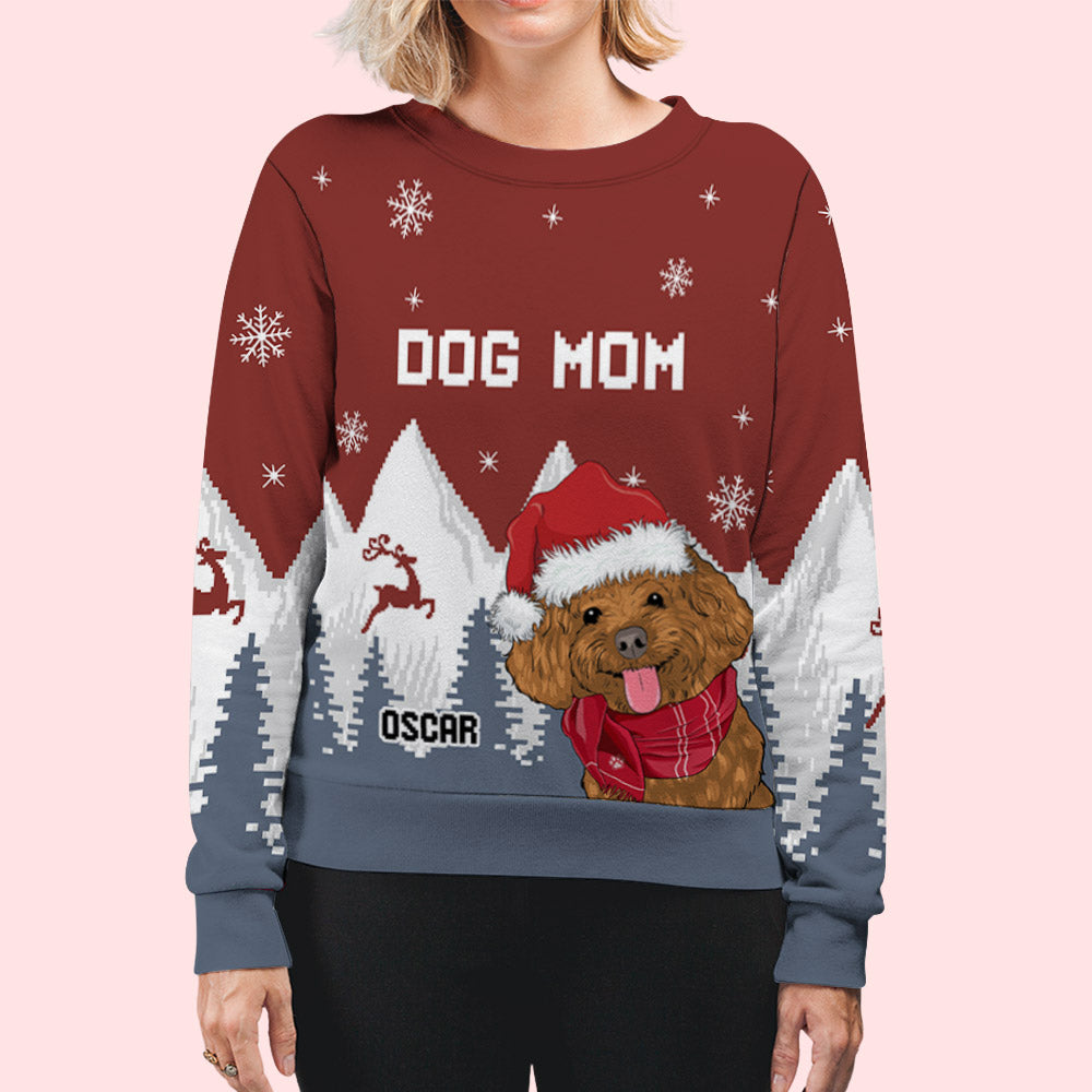 Snowy Forest Dog Mom - Exquisitely Personalized Custom All-Over-Print Unisex Sweatshirt