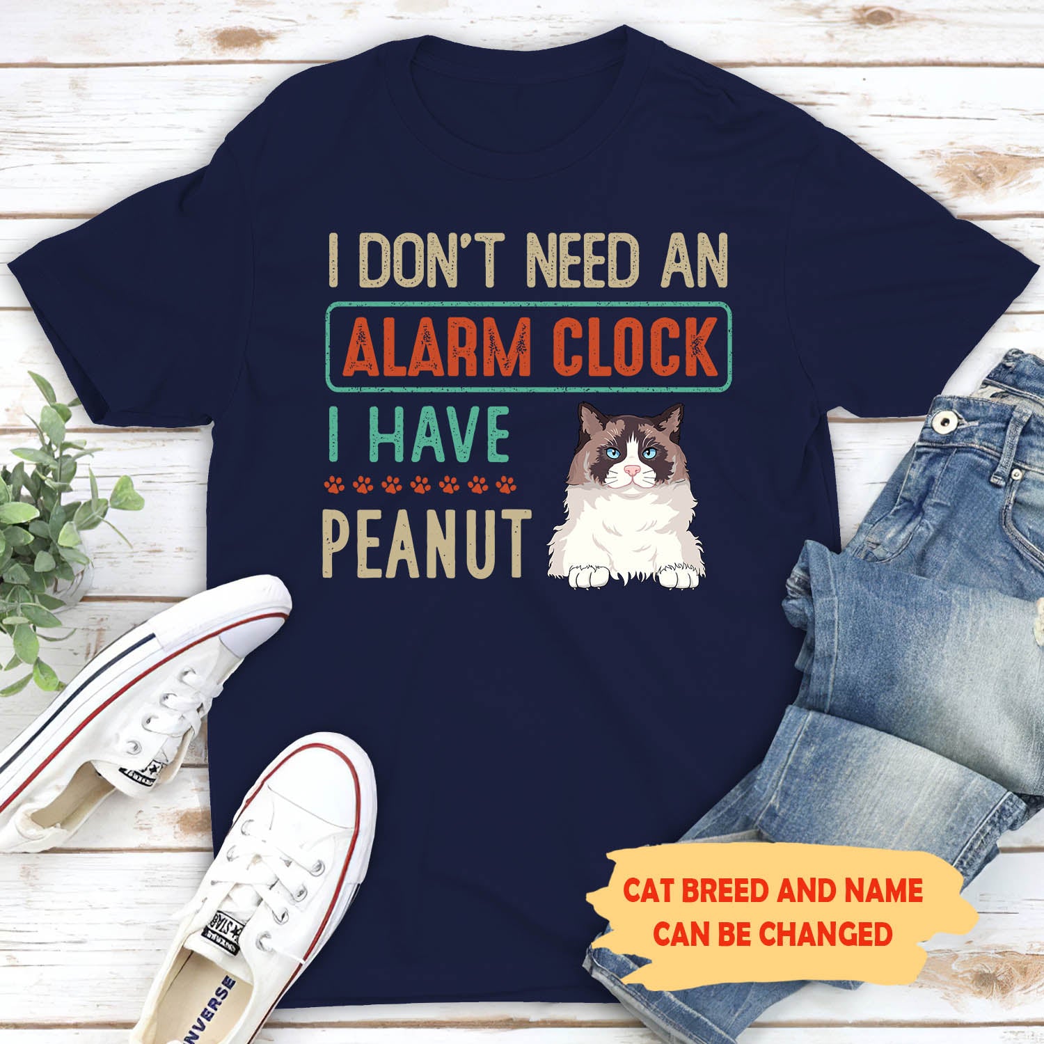 Personalized Custom Unisex 5.3 oz Alarm Clock-themed T-shirt - Ideal Gift for Pet Lovers