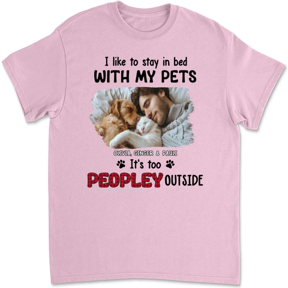 Unique Personalized Custom Unisex 'Like To Stay In Bed' Pet Photo T-shirt