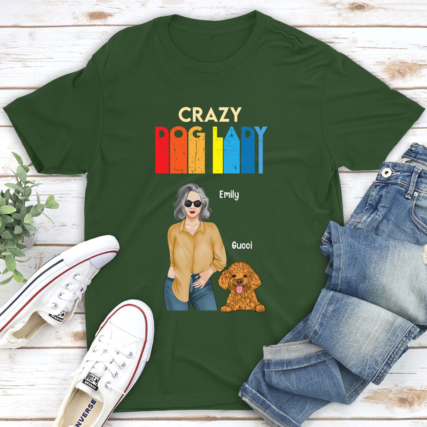 Crazy Dog Lady 3 - Personalized Custom Unisex 5.3 oz T-shirt for Pet Lovers