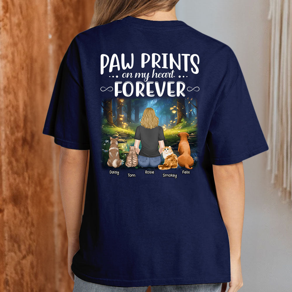 Paw Prints Forever - Exclusive Personalized Custom Unisex 5.3 oz T-shirt for Pet Lovers