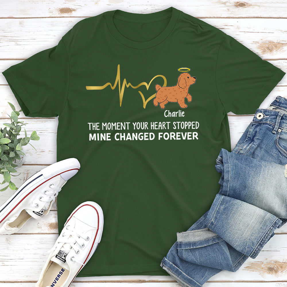 Your Heart Stopped Mine Changed - Personalized Custom Unisex Memorial T-shirt for Pet Lovers