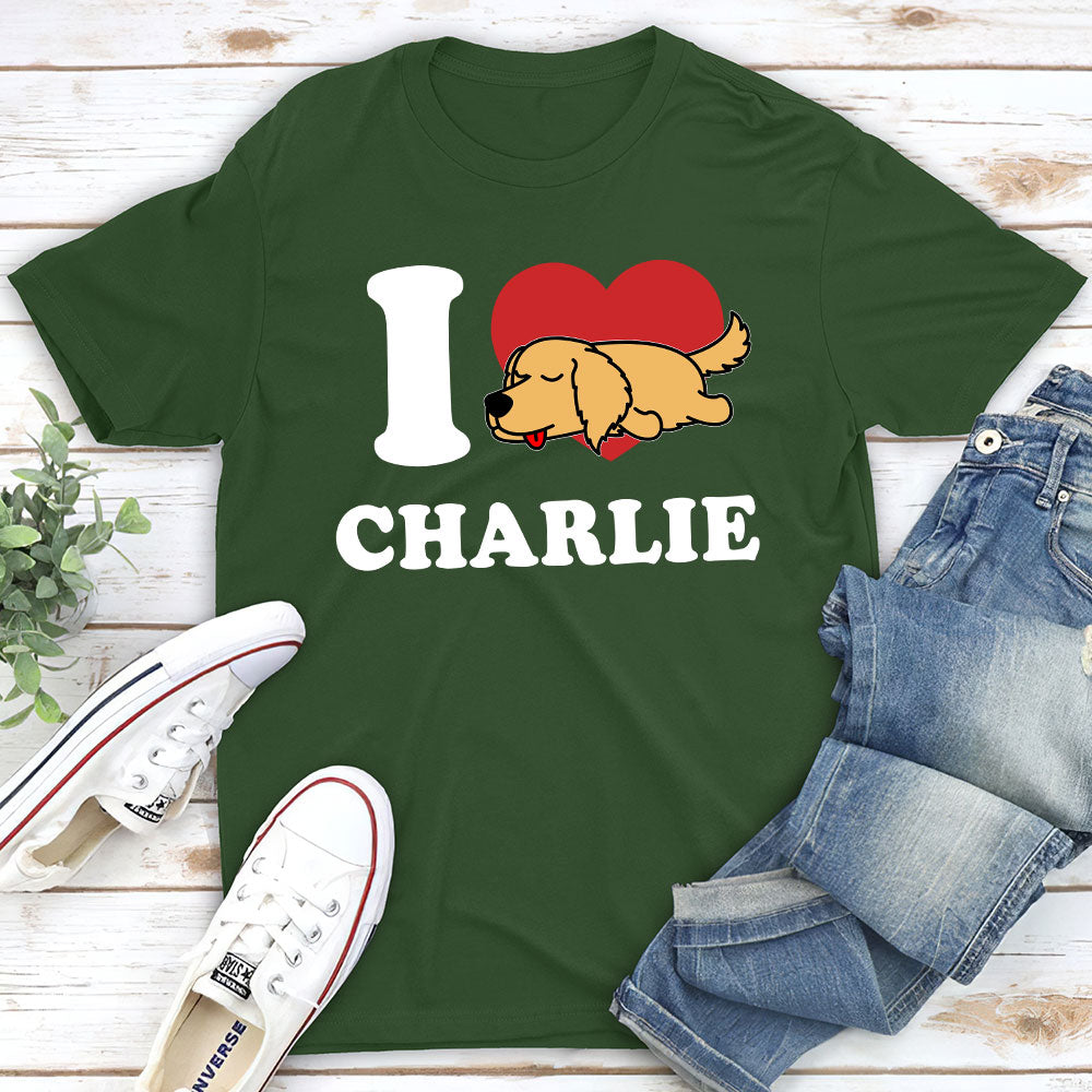 I Love My Dog - Personalized Custom Unisex 5.3 oz T-shirt for Pet Lovers