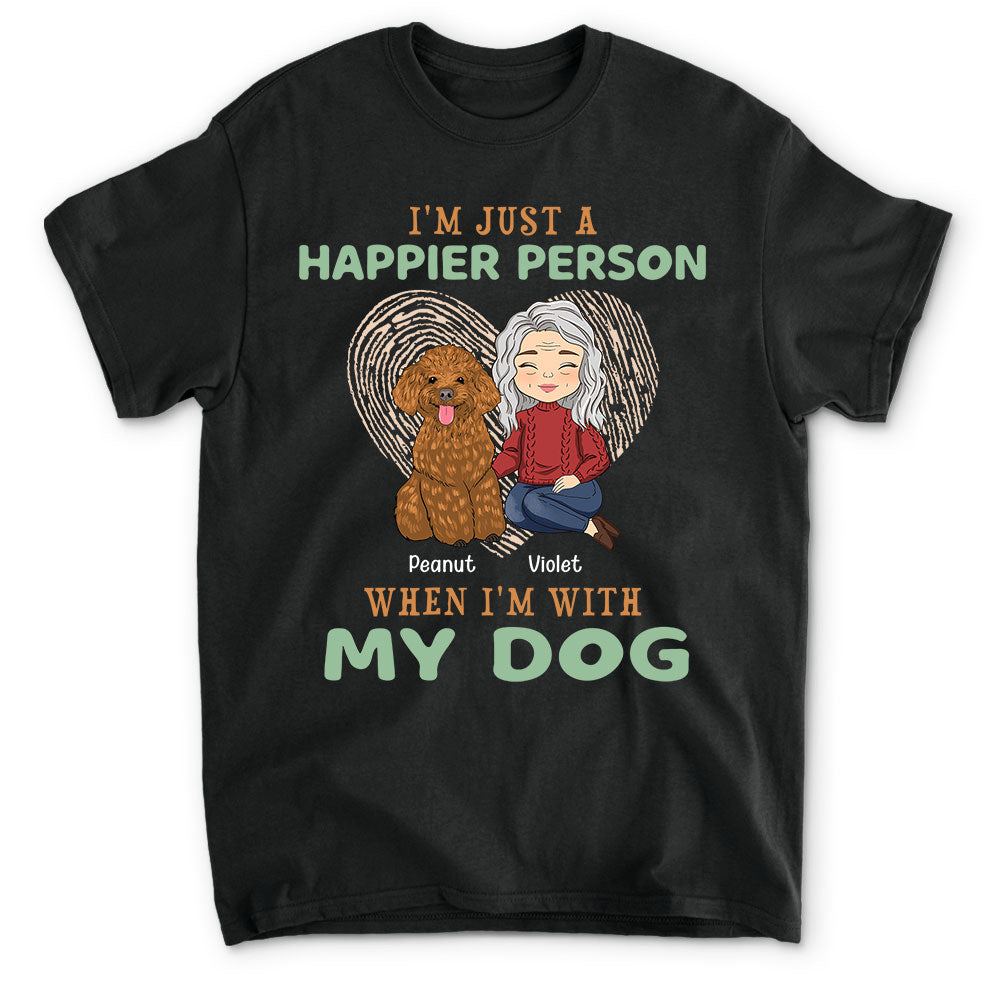 Happier Person - Personalized Custom Unisex Cotton Blend T-shirt for Pet Lovers