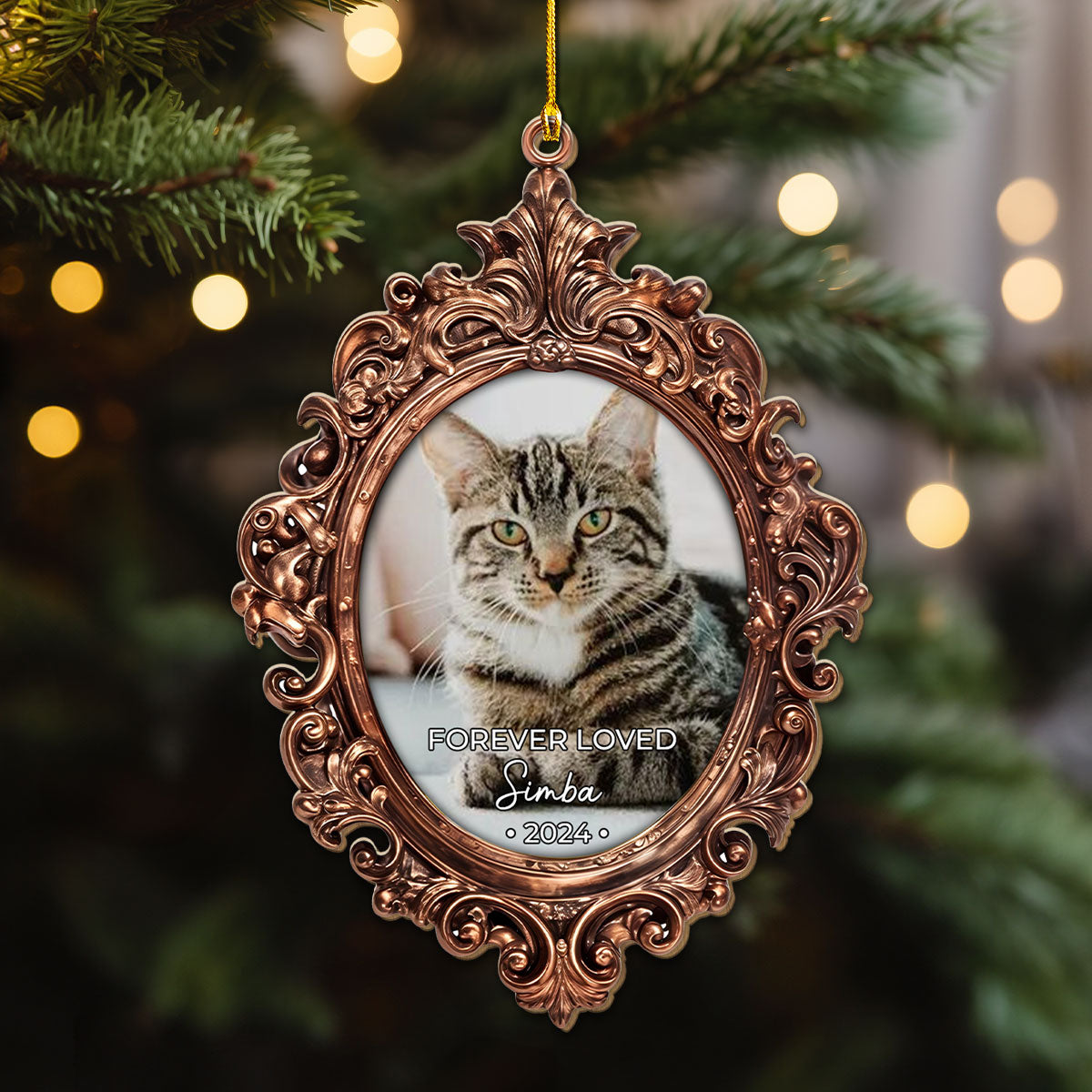Forever Loved Custom Photo Pet Memorial - Personalized Custom Wood Christmas Ornament for Cherished Memories
