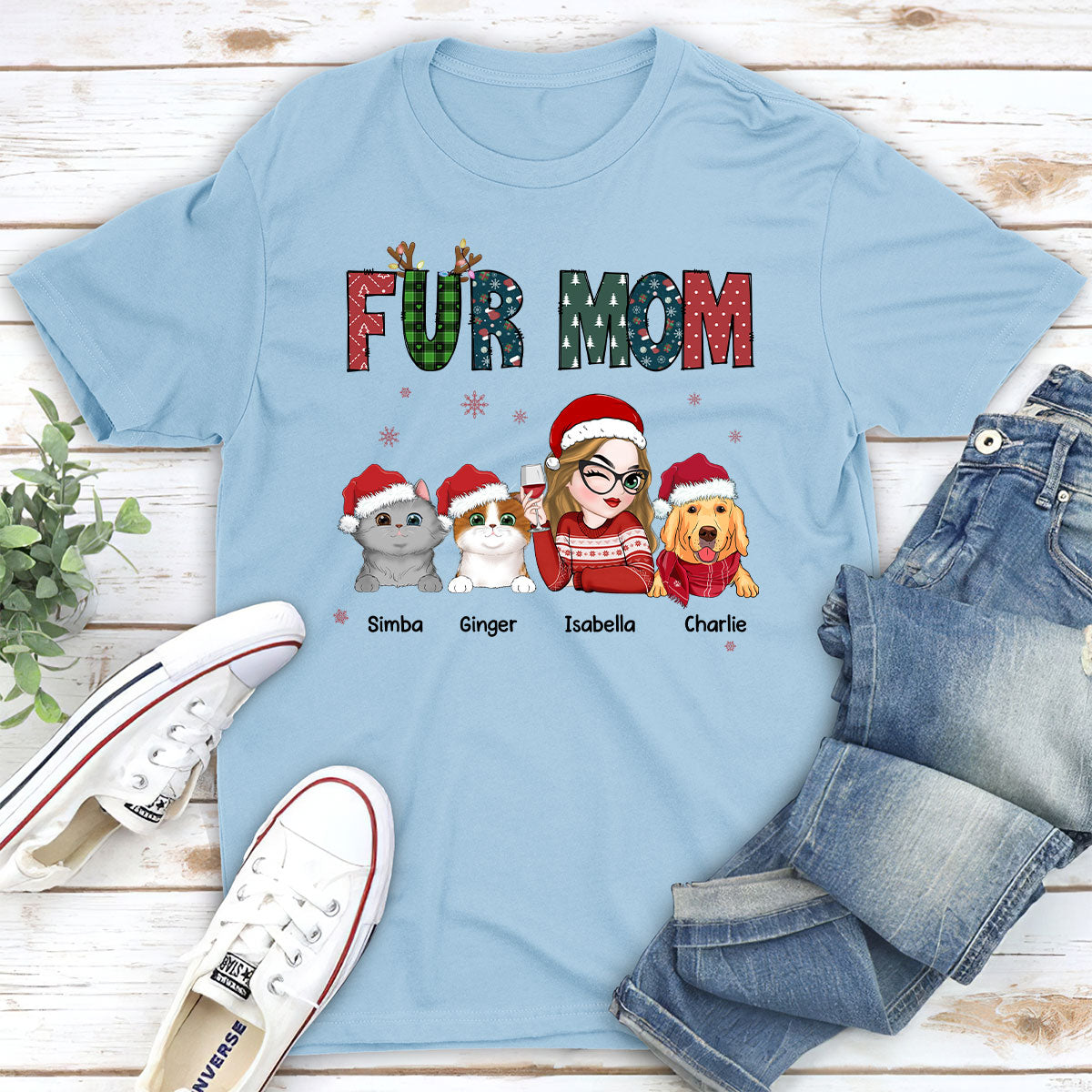 My Lovely Fur Mom - Personalized Custom Unisex 5.3 oz T-shirt for Pet Lovers