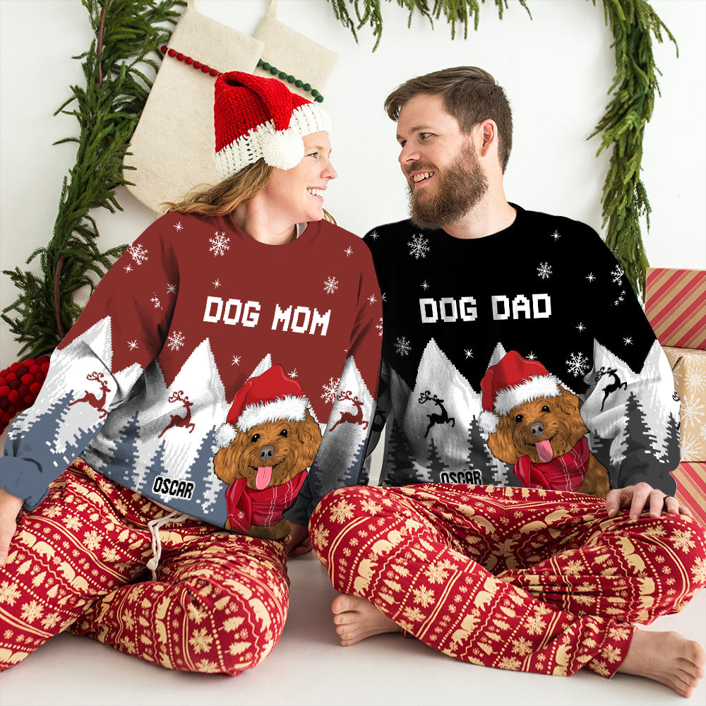 Snowy Forest Dog Mom - Exquisitely Personalized Custom All-Over-Print Unisex Sweatshirt