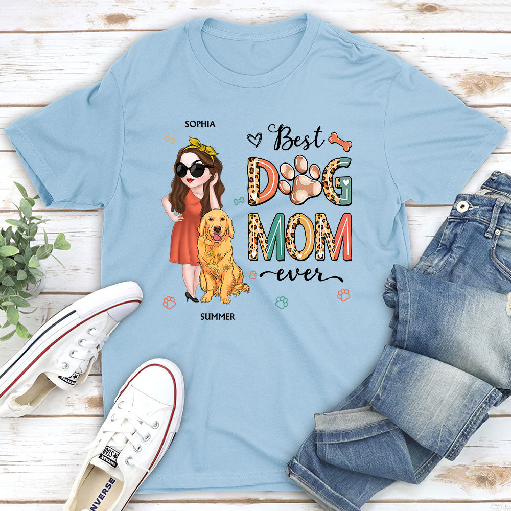 Best Dog Mom Ever And Ever Version 2 - Personalized Custom Unisex 5.3 oz T-Shirt for Pet Lovers