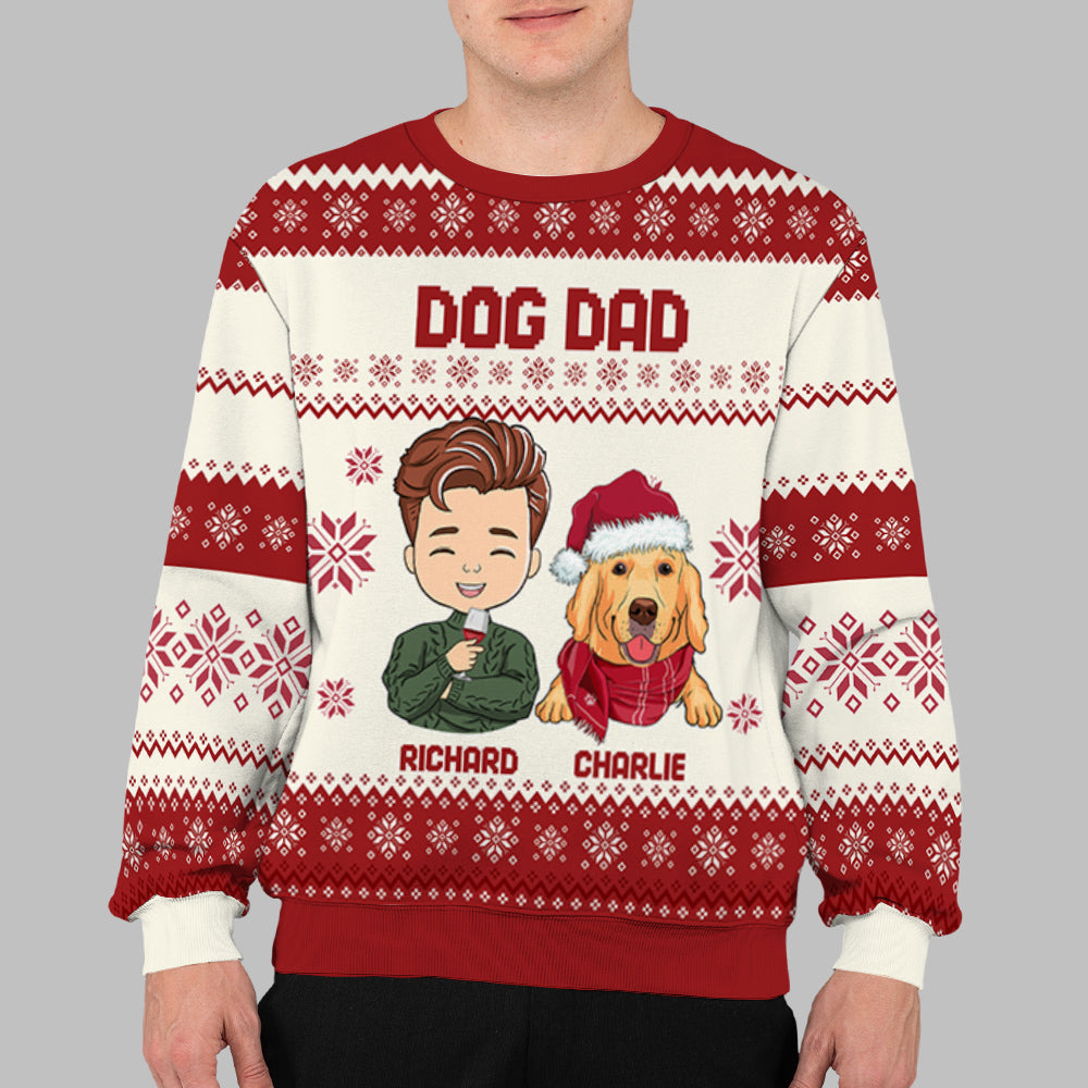 Dog Dad Christmas - Exclusive Personalized Custom All-Over-Print Unisex Sweatshirt
