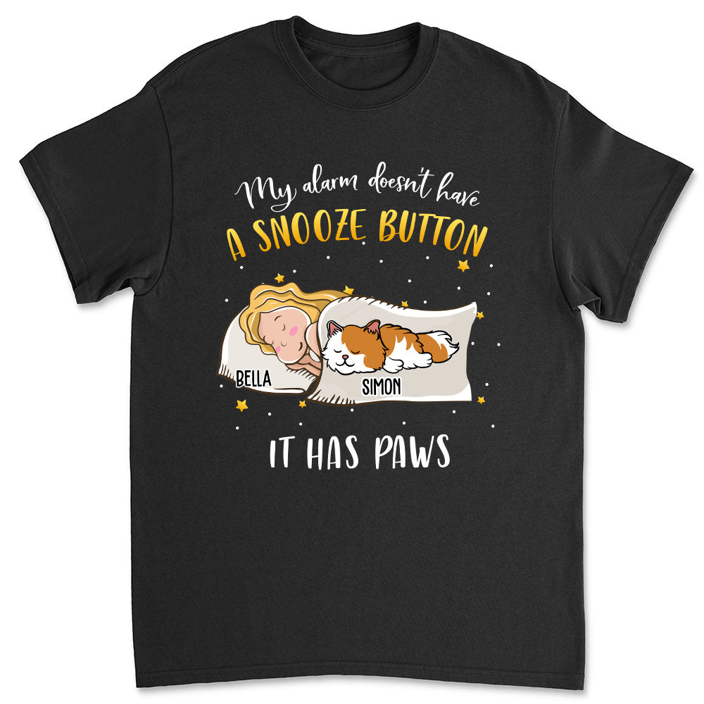 My Alarm Has Paws - Personalized Custom Unisex 5.3 oz T-shirt for Pet Lovers