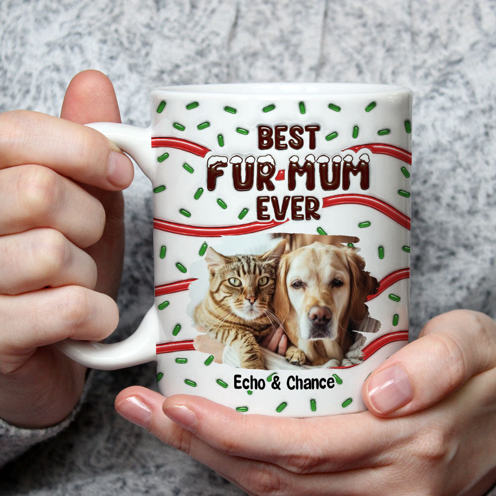 Best Personalized Custom 3D Inflated Effect Fur Mom Cake Photo Mug - 11oz & 15oz