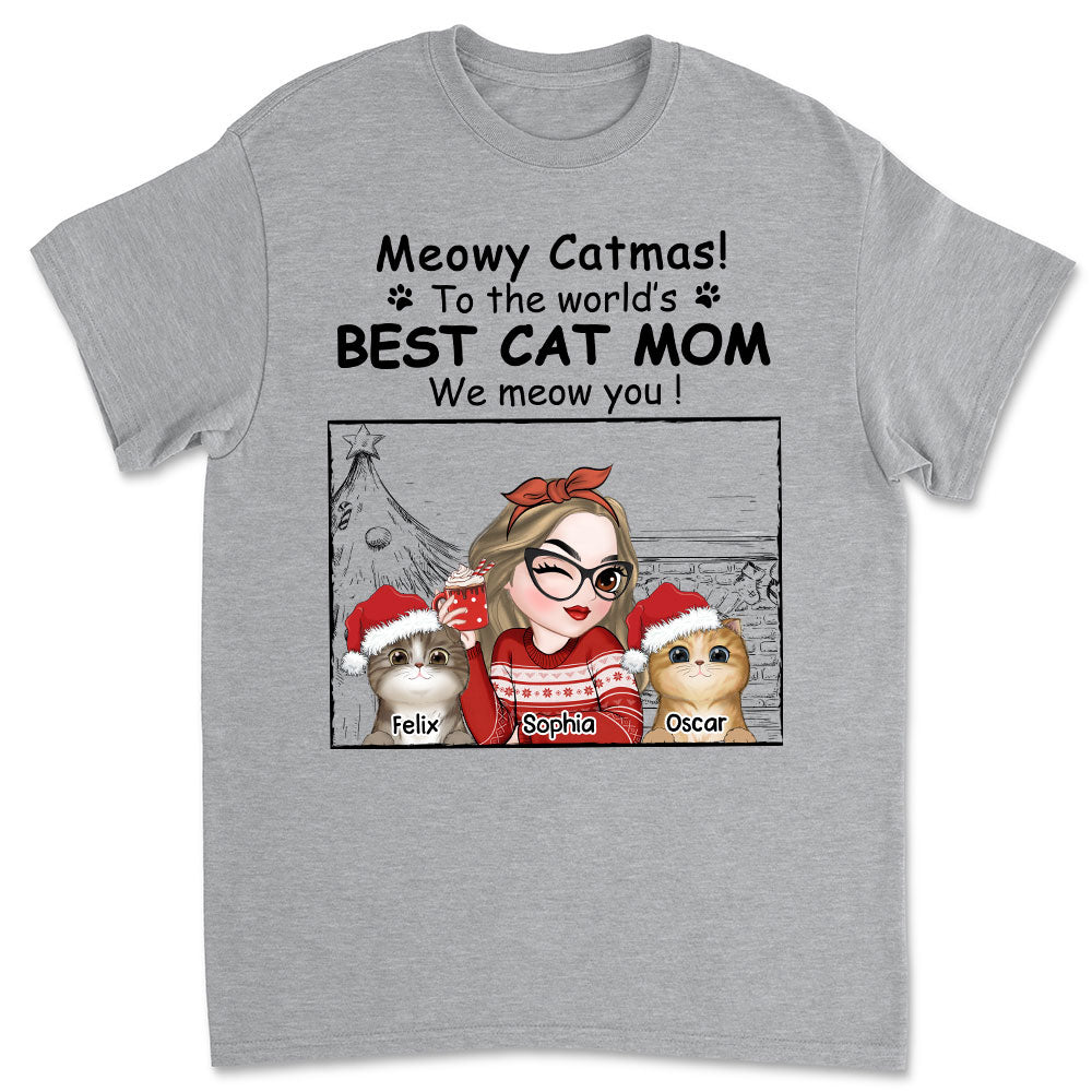 Best Cat Mom Christmas - Personalized Custom Unisex T-shirt for Cat Lovers