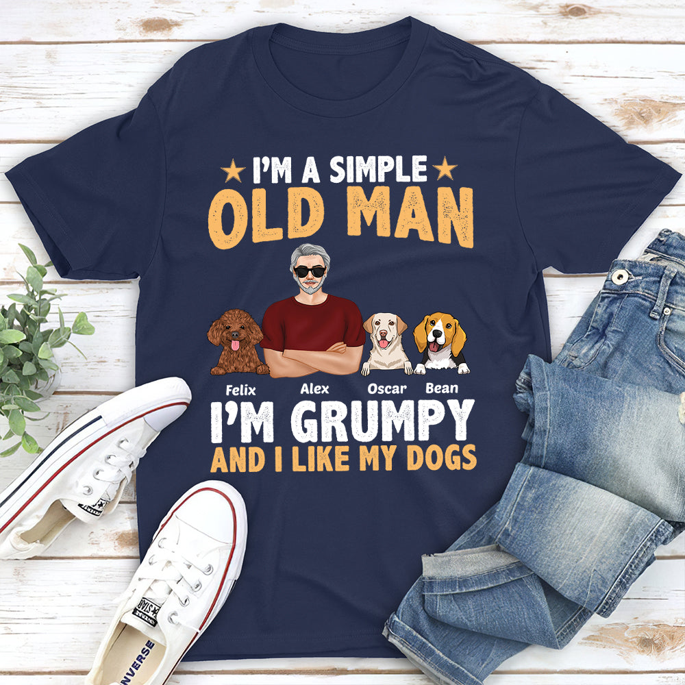 Old Man And Dogs - Personalized Custom Unisex 5.3 oz T-shirt for Pet Lovers