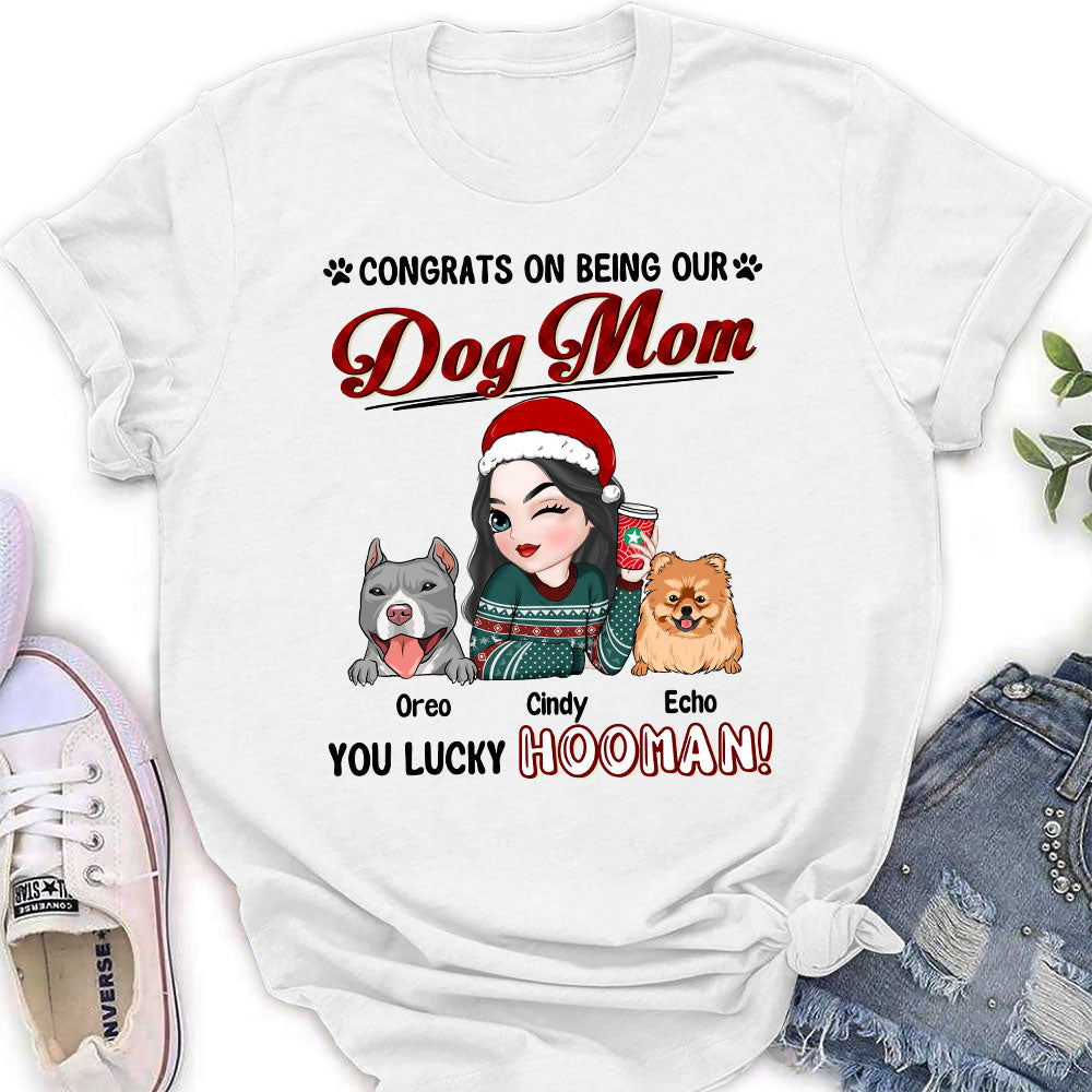 Lucky Dog Dad and Mom - Personalized Custom Women's T-shirt for Pet Lovers