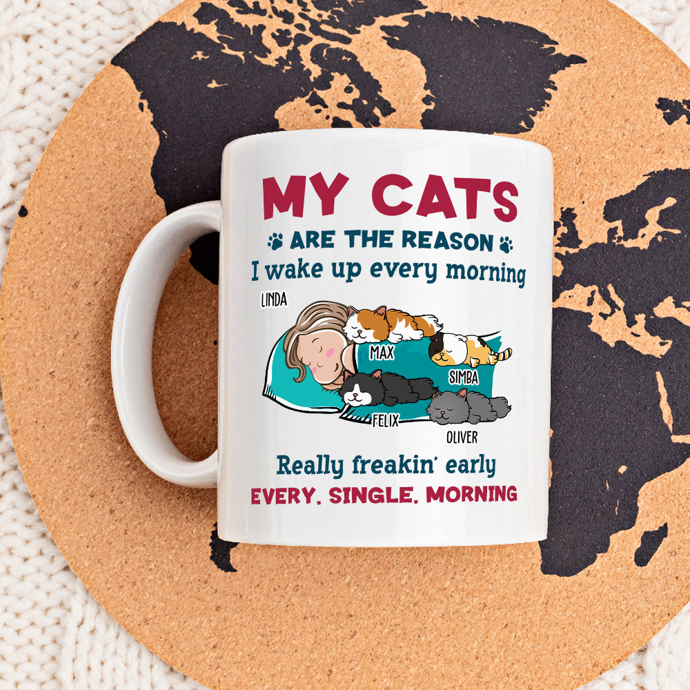 My Cat Wakes Me Up - Unique Personalized Custom Coffee Mug for Pet Lovers
