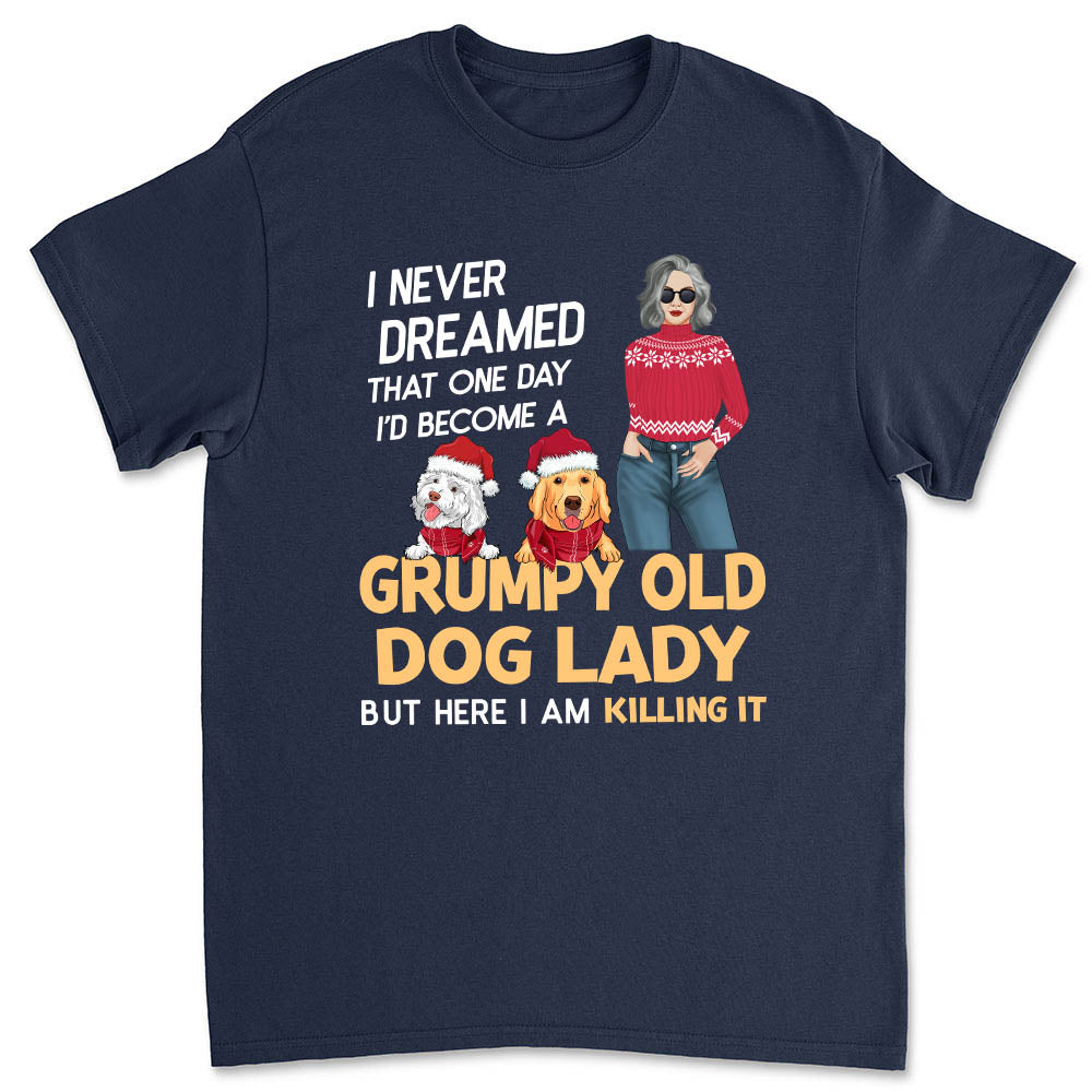 Unique Christmas Dog Lady - Personalized Custom Unisex 5.3 oz T-shirt