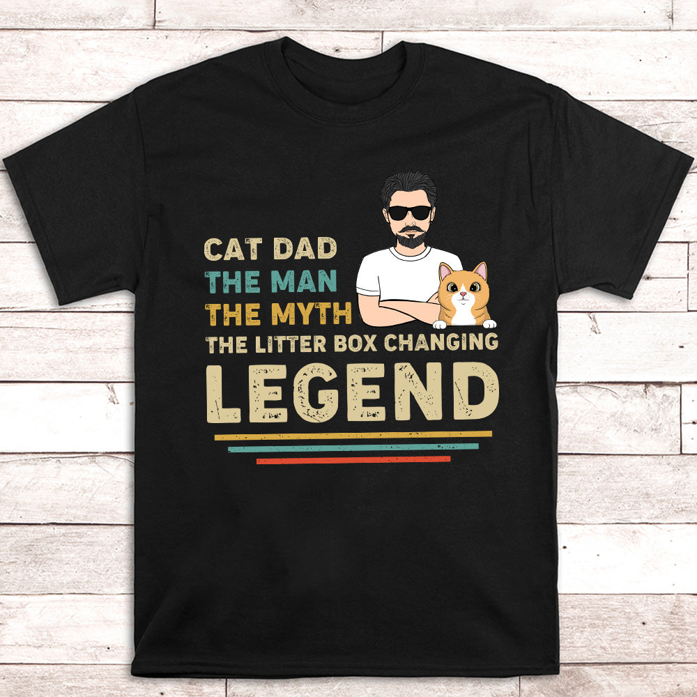 Cat Dad Legend - Personalized Custom Unisex 5.3 oz T-shirt for Pet Lovers