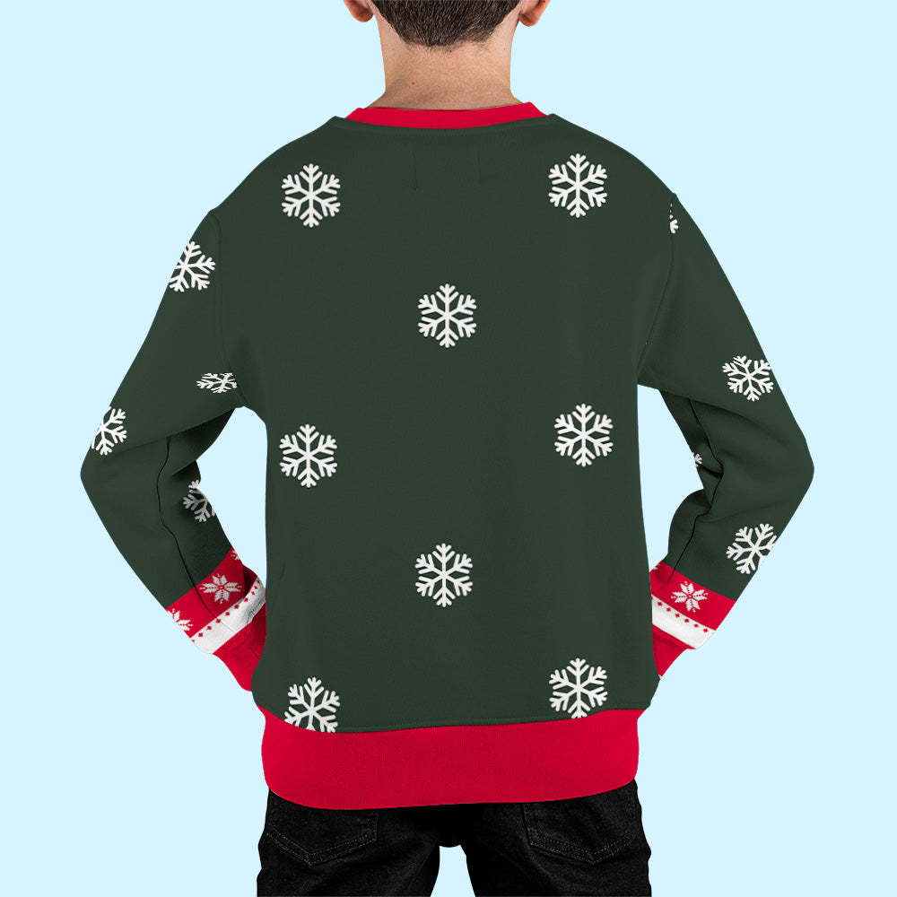 Customizable Winter Dog-themed Personalized All-Over-Print Sweatshirt for Kids - Brother and Sister Styles