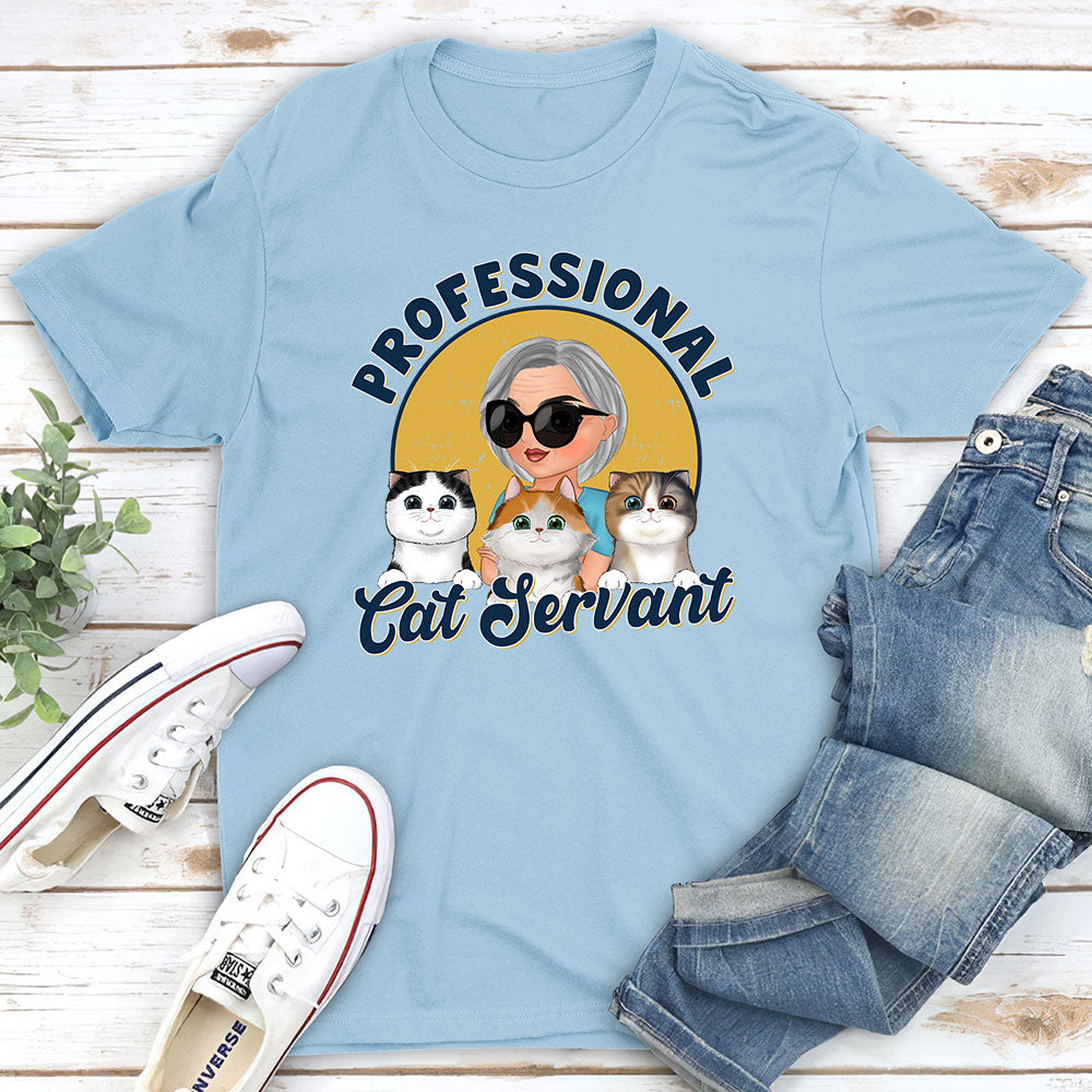 Exclusive Professional Cat Servant Cartoon - Personalized Custom Unisex 5.3 oz T-shirt for Pet Lovers